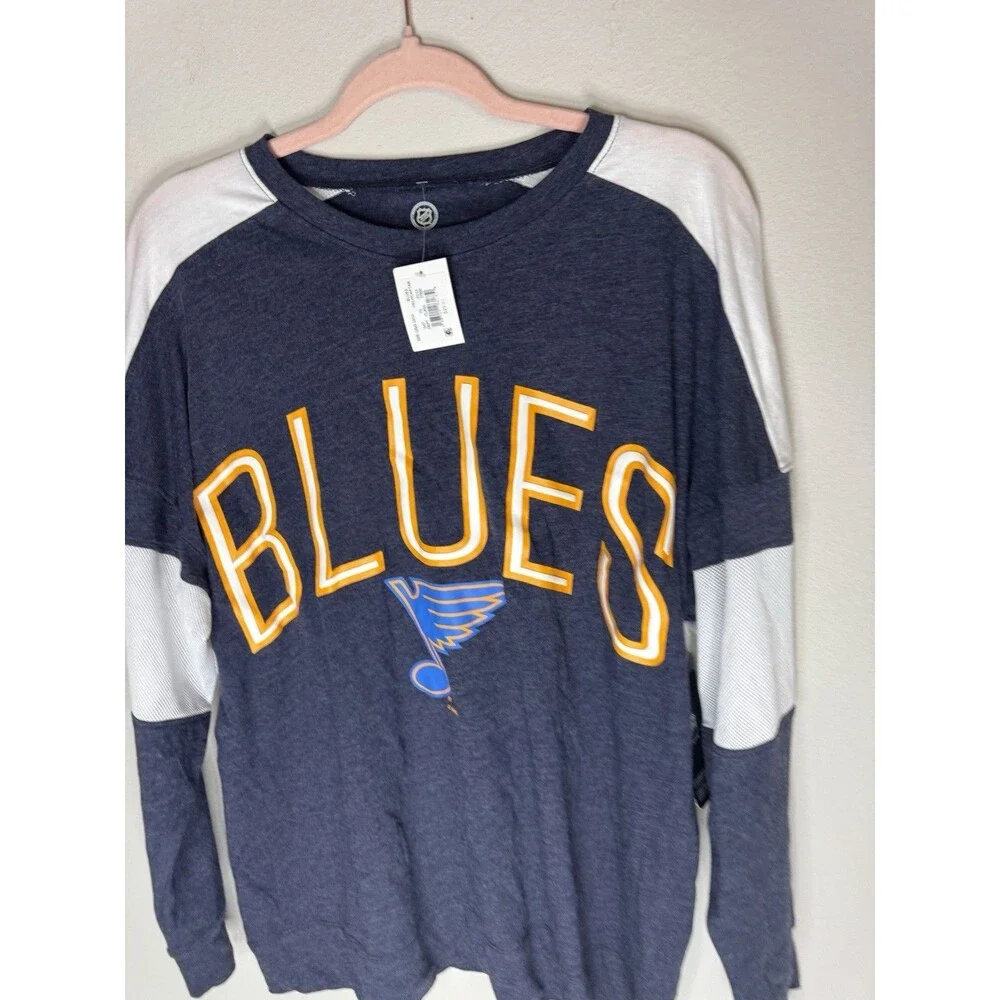 St. Louis Blues NHL Long Sleeve Shirt Blue/White/Gold Size L Licensed